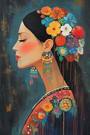 Blumen | Blumenfrau von Blickfänger Gemälde