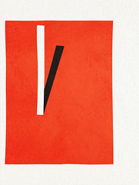 Minimalist geometric abstract art in warm tones: orange, turquoise and blue by Online Arts