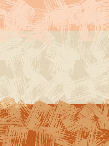 Abstrakte Landschaft in Ocker und zartem Pfirsich von Dina Dankers