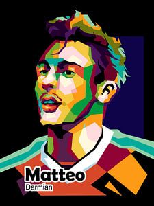 Beste voetbal MATTEO DARMIAN IN pop-art poster van miru arts