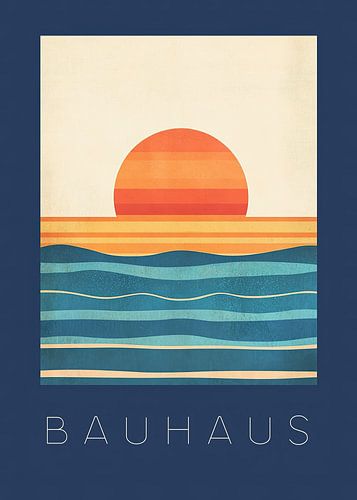 Bauhaus Zon Zonsondergang Oranje Blauw Golven