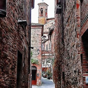 Langer Blick auf den Glockenturm Citta Della Pieve