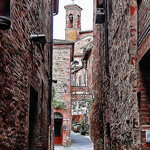 Longue vue sur le Beffroi Citta Della Pieve