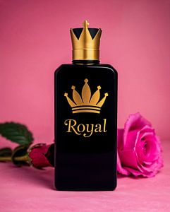 Flacon royal avec rose et couronne