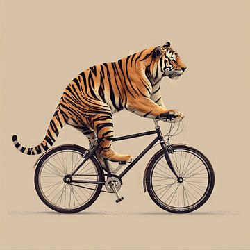 Tijger op fiets van Poster Art Shop