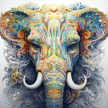 Psychedelische olifant van Wall Wonder