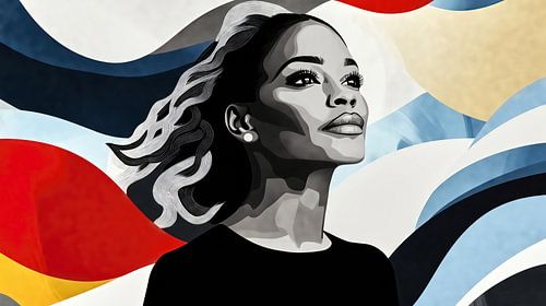 Afro-Amerikaanse vrouw voor een abstracte achtergrond