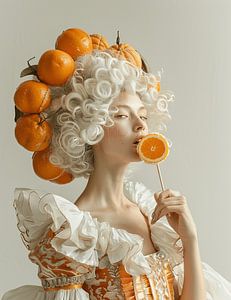 Eine bezaubernde Kombination aus Eleganz und Absurdität | Viktorianische Frau mit Orange