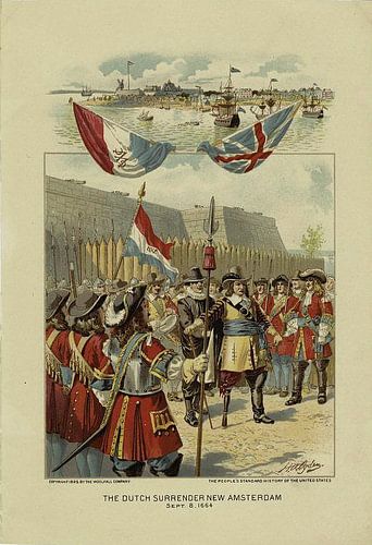 De Nederlanders geven Nieuw-Amsterdam, Amerika, over aan de Engelsen
