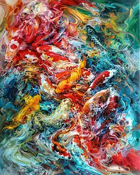 Koi-Fische im Teichwasser