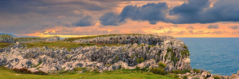  Panorama of a sunset near Guadamía, Asturias, Spain by Henk Meijer Photography