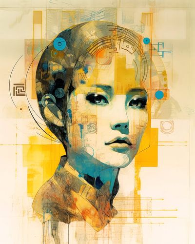 Pop-Art Neo-Dada Vrouw Portret