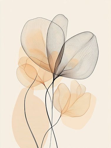 Illustration florale abstraite et élégante aux teintes orange douces