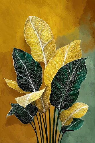 Minimalistisch Bladerspel in Groen & Goud no.8