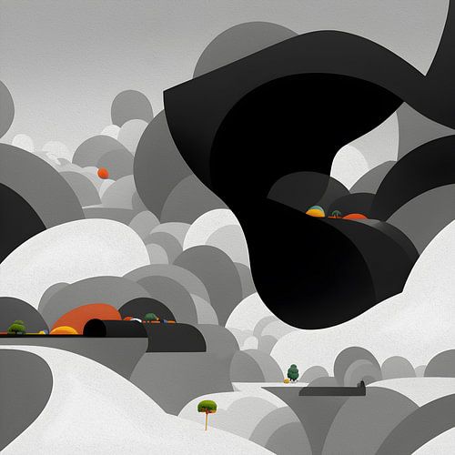 In the clouds grey