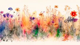 Aquarell von Blumen im Gras 3 von Studio Pieternel