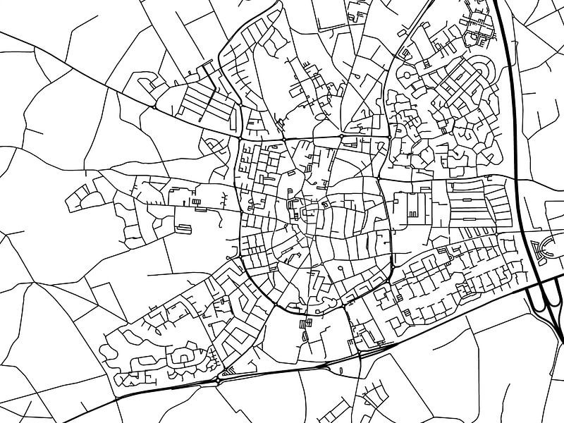 Karte von Venray in Schwarz ud Weiss von De Kaartenwinkel