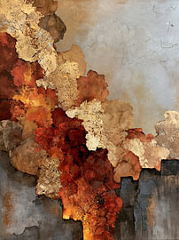 Beneath the Surface: Abstract Art in Rust and Gold by Lina van Oers