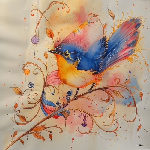 aquarel van een vogel