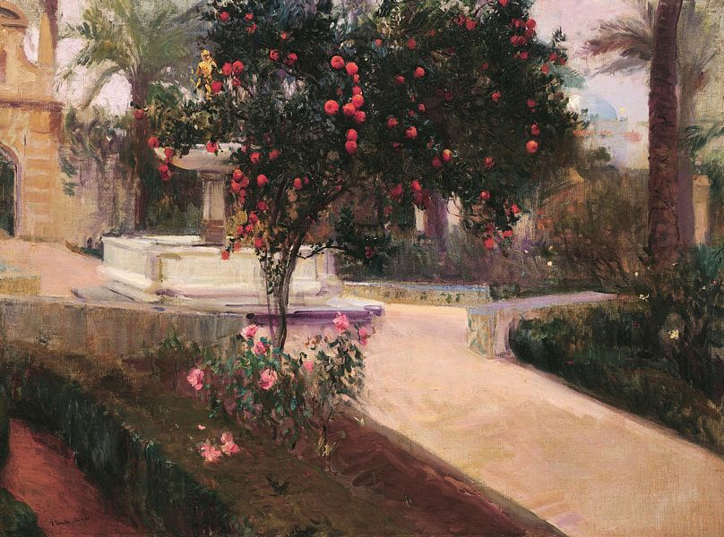 Garten des Alcazar von Sevilla, Joaquín Sorolla y Bastida von Meisterhafte Meister