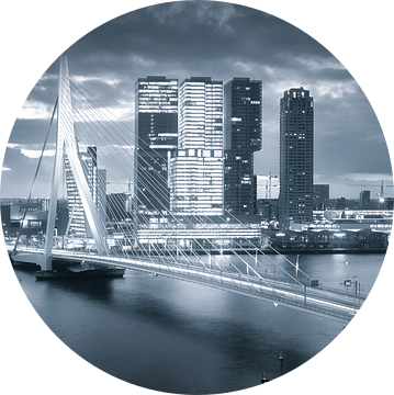 Skyline Rotterdam Erasmusbrug - Metallic Grey van Vincent Fennis
