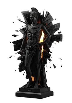 Der zerbrochene Krieger: Abstrakte schwarze Skulptur