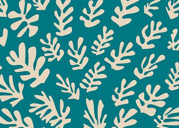 Inspired by Henri Matisse Seaweed Coral Teal by Mad Dog Art