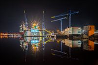 Scheepswerf bij nacht