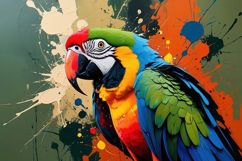 Papegaai portret met spettereffect