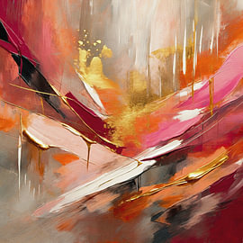 Golden Elegance in Pink Impressions by Moonheart Artworks