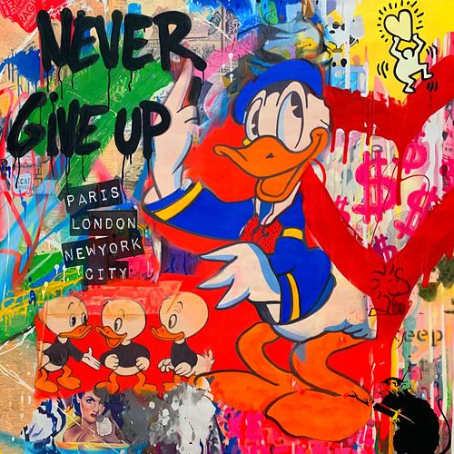 Never Give up - Ultra HD - Motif Donald - Banksy Homage