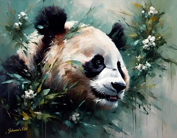 Wilde dieren - Geabstraheerd surrealisme - Panda 3 van Johanna's Art