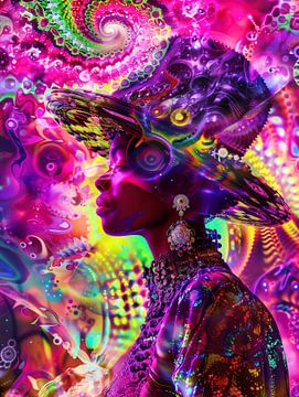 Psychedelische fractal vrouw van Frank Daske | Foto & Design