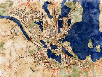 Karte von Schwerin im stil 'Serene Summer'