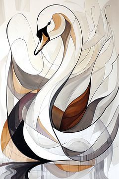 Abstract Swan: Dance of the Lines by Karina Brouwer
