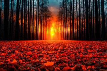 Magical sunset in the forest by Art & Soul Creations