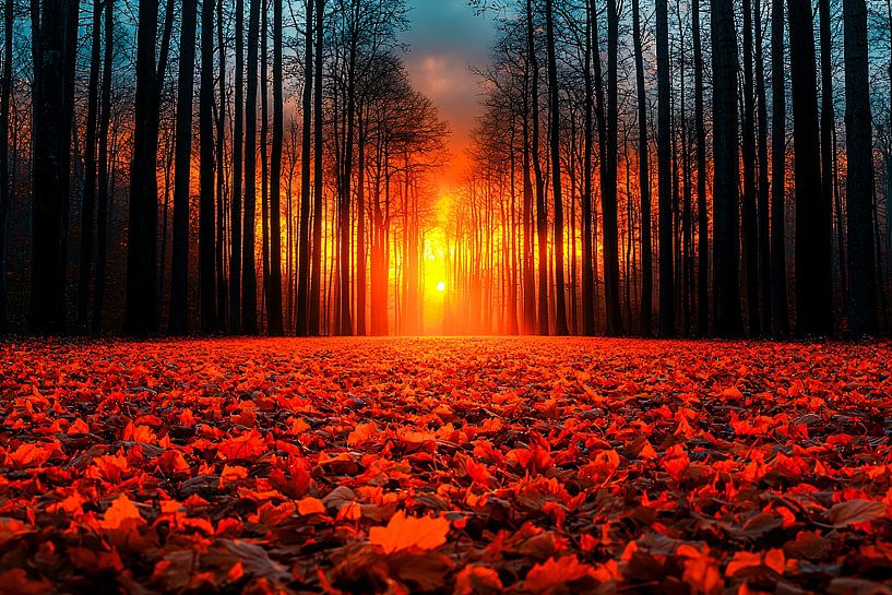 Magical sunset in the forest by Art & Soul Creations