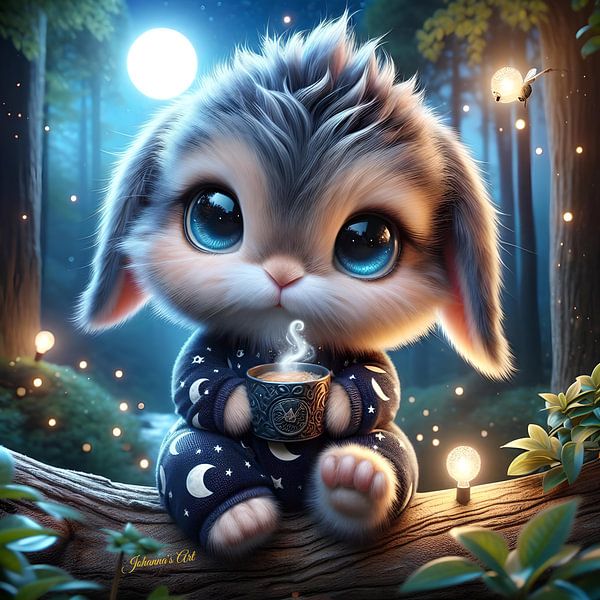 Adorable Cute Rabbit 4 by Johannas Art Creations