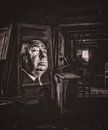 Krot met verlichte afbeelding van Alfred Hitchcock van Atelier Liesjes thumbnail