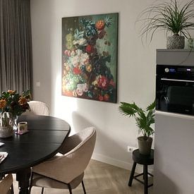 Kundenfoto: Obst und Blumen in einer Terrakotta-Vase, Jan van Os, auf leinwand