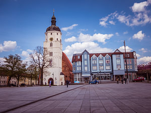 Marktplatz von Lübben im Spreewald Brandenburg