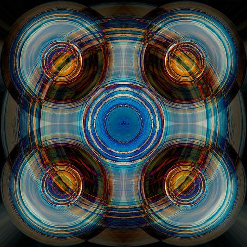 Blauwe cirkels met oranje details