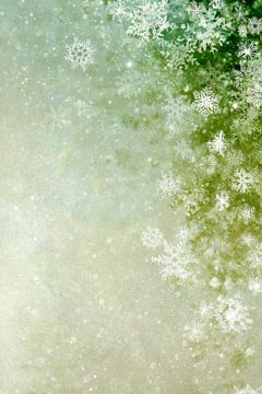 Flocons de neige vert blanc en hiver Composition de la bordure sur Eva Lee