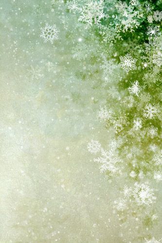 Snowflakes Green White in Winter Border Composition