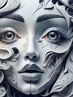 Surreale Frau Porträt - Monochrome Fantasy Gesicht Kunst