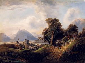 Franz Barbarini, Landschaft mit rastenden Schafhirten