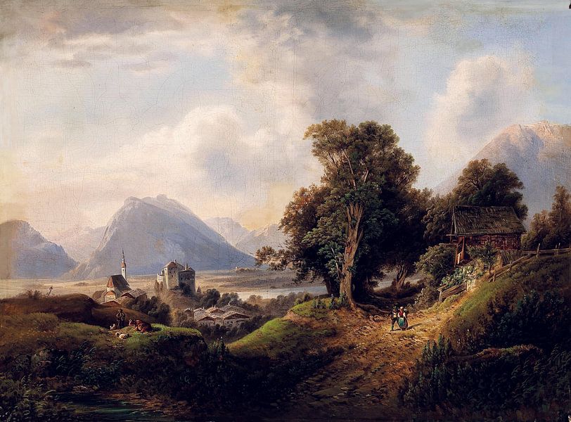 Franz Barbarini, Paysage avec bergers au repos par Atelier Liesjes