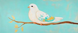 Zarte Taube auf Ast – Pastellfarben harmonisch von Poster Art Shop