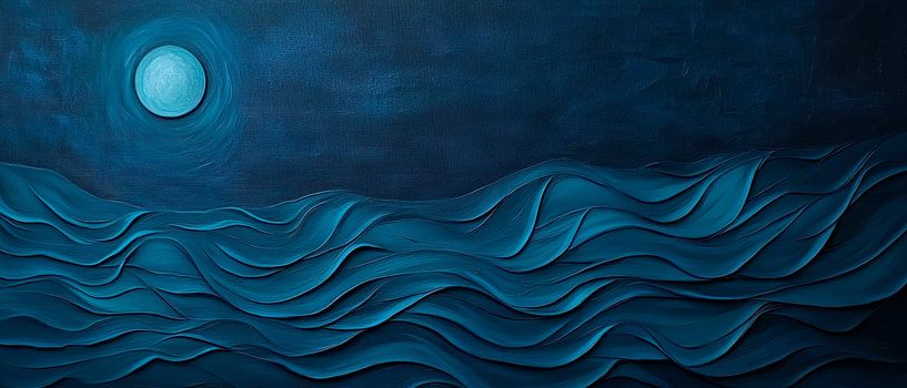 Nachtmeer mit Vollmondschein von Poster Art Shop