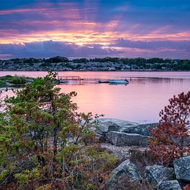 Zonsondergang bij Frederikstad in Noorwegen van Evert Jan Luchies